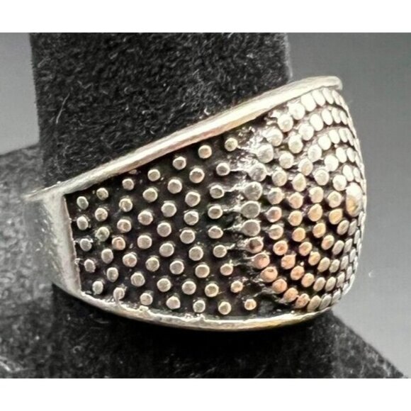 Vintage Antique Silver Tone Southwestern Aztec Ring - Size 6 - Picture 3 of 4